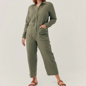 NWT Pact The Harbour Zip Jumpsuit In Caper Green Size Medium